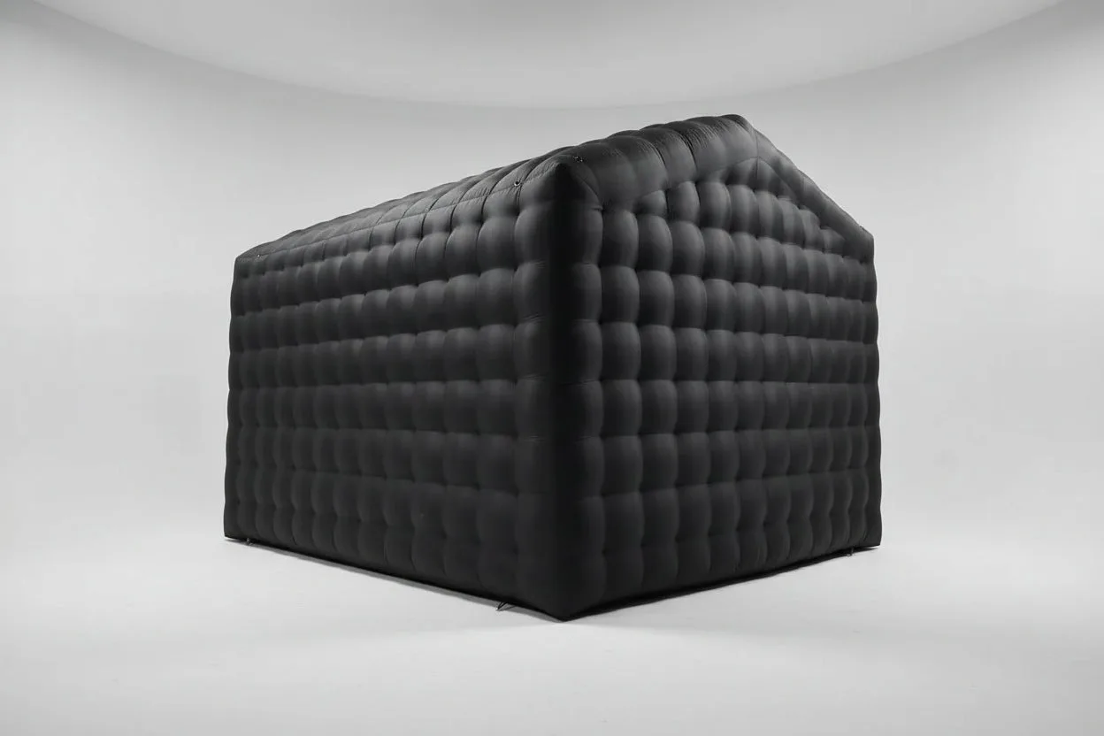 Black inflatable nightclub tent from the side